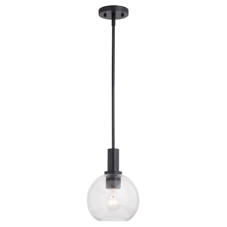 Vaxcel Marshall LED Compatible Matte Black Transitional Mini Pendant Ceiling Light Clear Glass Globe P0406