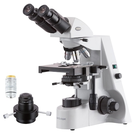 Amscope B660 Darkfield Biological Binocular Compound Microscope 40X-2500X w/20W Halogen, Oil Condenser, 100x B660C-DKO-IRIS-E1