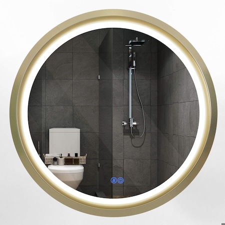 Fab Glass And Mirror Round LED Bathroom Mirror with Lights, Front Lit Makeup Mirror, Anti-Fog, 3 Colors and Dimmable HC36RD-FG