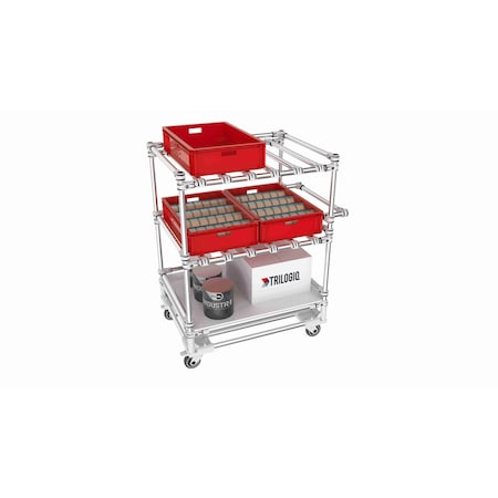 Trilogiq 3-Level Tubular Cart 3 Flanges Per Level Including A Storage Level And Horizontal Hand Bar. 32C-5