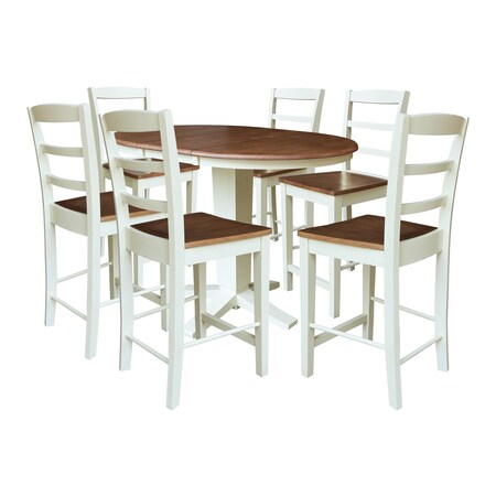 Whitewood Industries Rectangular Extension Dining Table W/ 6 Counter Height Stools, 36 in W, 36.1 in L, 48 in H, 7 K79-36RXT-23-S402-6