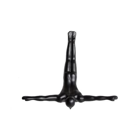 Homeroots 7" X 7" Black Resin Diving Man Hanging Dimensional Sculpture 332354