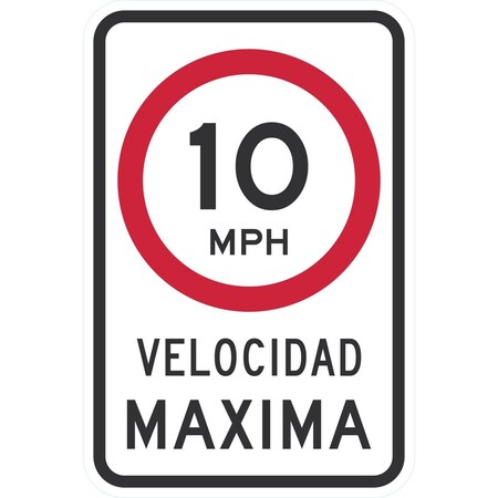 Lyle Velocidad Maxima 10 MPH, 12x18, Non-Reflective, White G-4878-NA_12x18