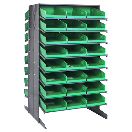 Quantum Storage Systems DOUBLE SIDED PICK RACK W/48 GREEN BINS QPRD-110GN