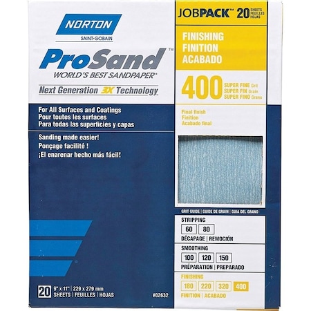 Norton Co Sandpaper Al Oxd 400Grt 9X11In 02632