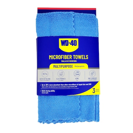 Wd-40 Extra Absorbent Microfiber Towel - Blue Color, 3PK L40102