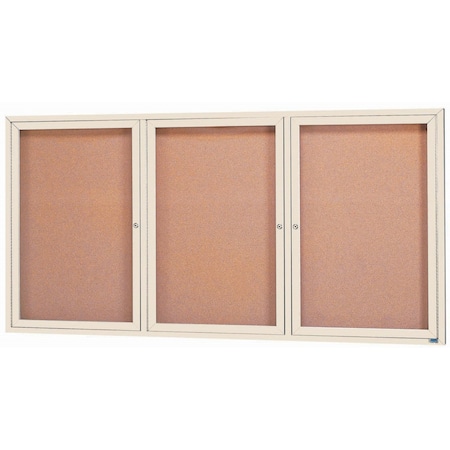 Aarco Illuminated Enclosed Bulletin Board w/ Ivory Powder Coated Al Frame, 48''Hx96''W DCC4896-3RIIV