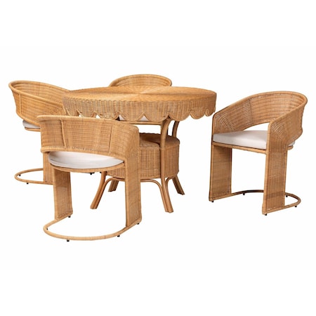 Bali & Pari Arisu Bohemian Light Honey Rattan 5-Piece Dining Set 258-14323-14188-ZORO