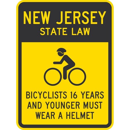 Lyle Bicyclists 16 Years And Younger Must Wear A Helmet (with Cyc, 18x24, Engineer Grade, Yellow G-10193-EG_18x24