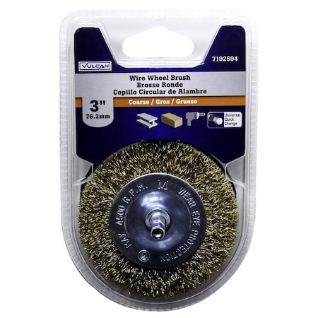 Vulcan Wire Wheel Brush, 3 in Dia, 1/4 in Quick Change Shank in Arbor/Shank 321901OR
