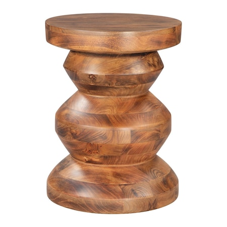 Homeroots 21" Brown Solid Wood Round Pedestal End Table 556524