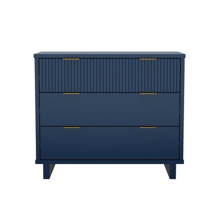 Manhattan Comfort Elara 38 in Solid Wood Dresser in Midnight Blue (3-Drawer) DR1782-4