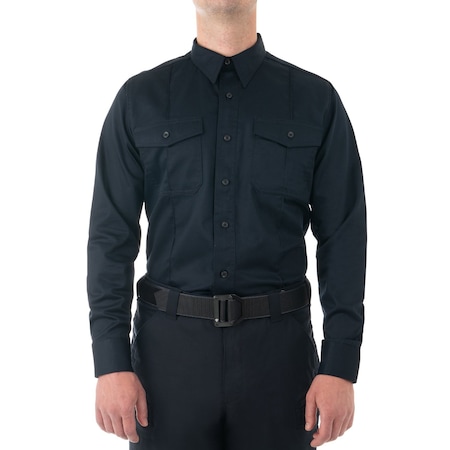 First Tactical Long Sleeve Shirt, 100% Tough Cotton(TM), Button, Zipper, 4 Pocket(s), Midnight Navy, 4XL 111009