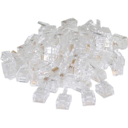 Cable Wholesale Phone/Data RJ11 Crimp Connectors for Stranded Wire, 6P4C, 50 pieces 31D0-6P4CS