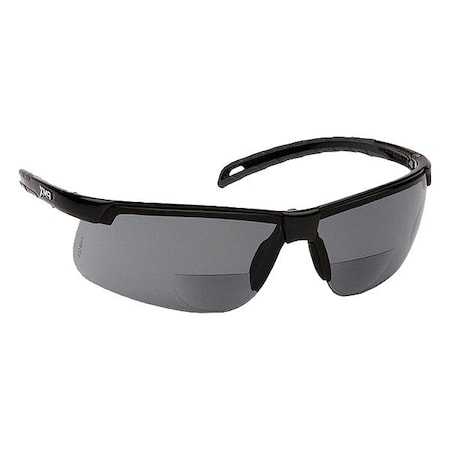 Pyramex Ever-Lite(R) Reader Safety Glasses, Black Wraparound Frame, 2.0 Diopter, Gray Lens, Universal SB8620R20TM