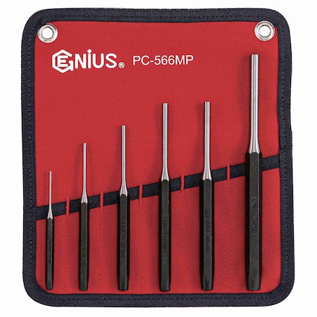 Genius Tools 6PC Metric Pin Punch Set PC-566MP