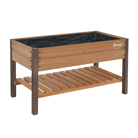 Miracle-Gro 2 x 4 x 2.3 ft Wrangler Brown/Cedar Wood Raised Garden Planter With Shelf MGWRPS2428