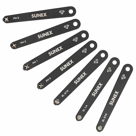 Sunex Low Profile Diamond Coated Phillips & Slotted 7 Piece Screwdriver Set In Eva Foam SXLPSD7