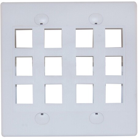 Cable Wholesale Keystone Wall Plate, White, 12 Port, Dual Gang 301-12K-W
