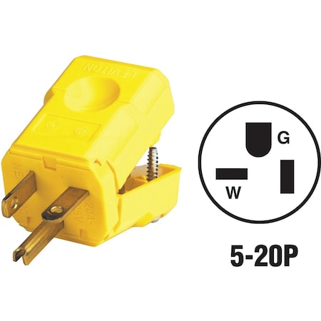 Leviton 20A 125V 3-Wire 2-Pole Python Cord Plug 081-05356-0VY