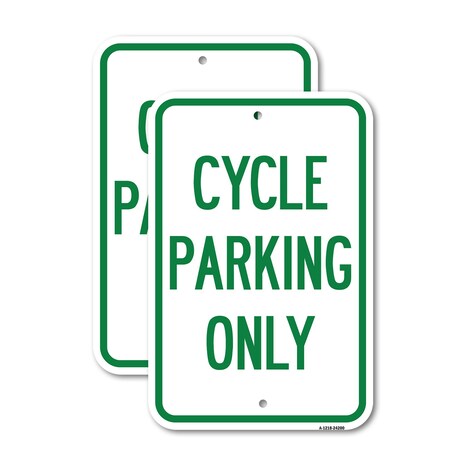 Signmission Cycle Parking Only, 18'' X 24'' 2 Signs, Heavy Gauge Aluminum, 2PK A-1824-2PACK-24200