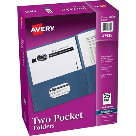 Avery reg Letter Pocket Folder, Dark Blue, 125PK AVE47985CT