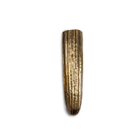 Homeroots 12" Antiqued Gold Ribbed Aluminum Wall Vase 627520