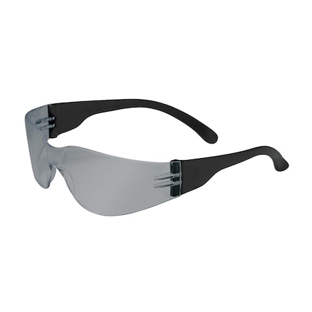 Bouton Optical Rimless Safety Glasses with Black Temple, Silver Mirror Lens and Anti-Scratch Coating 250-01-0005
