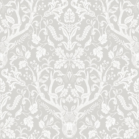 Chesapeake Kiwassa Taupe Antler Damask Wallpaper 3118-12701