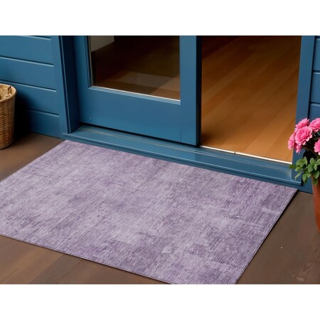 Homeroots 3' X 5' Lavender And Plum Abstract Washable Indoor Outdoor Area Rug 616238