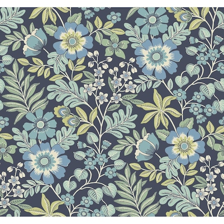 A-Street Prints Voysey Navy Floral Wallpaper 2970-87533