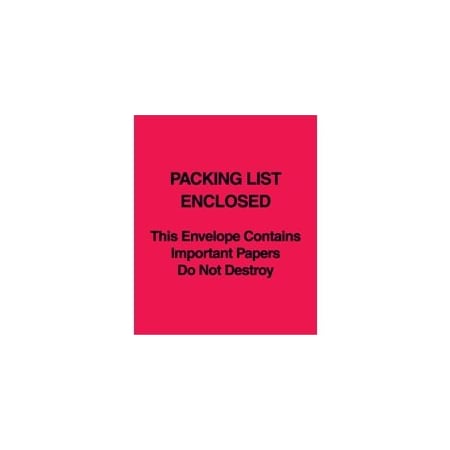 Bubblefast 5 x 6'' Red Paper Face ''Packing List Enclosed This Envelope Contains'', 1000PK BFPL485