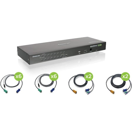 Iogear 16PORT KVM SWITCH INCLUDE 12USB CABLES AND 4PS/2 CABLES TAA GCS1716KITTAA
