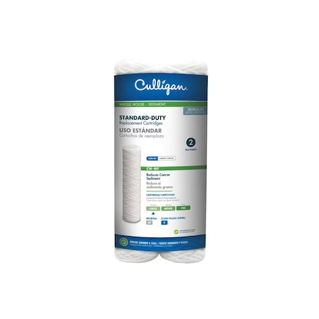 Culligan Water Filter Cartridge, 30 um Filter, Polypropylene Wound Filter Media Pair CW-MF