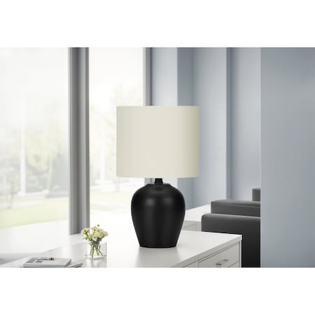 Monarch Specialties Lighting, 17 in.H, Table Lamp, Black Ceramic, Ivory / Cream Shade, Transitional I 9738