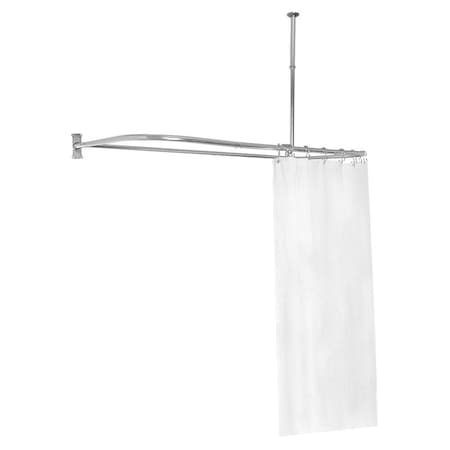 Utopia Alley 60 x 25 in. Rustproof Aluminum D Shape Shower Rod w/Ceiling Support for Freestanding Tubs, Chrome DR1SS
