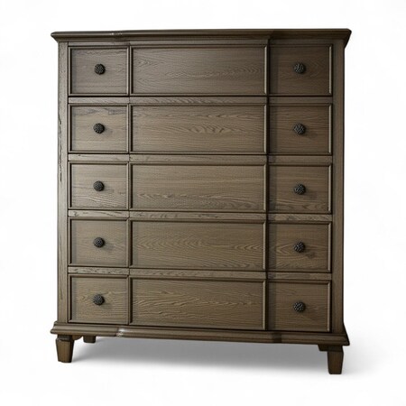 Homeroots 40" Oak Wood Five Drawer Dresser 286558