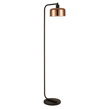 Homeroots 57" Black Arched Floor Lamp With Copper Metal Bell Shade 523537