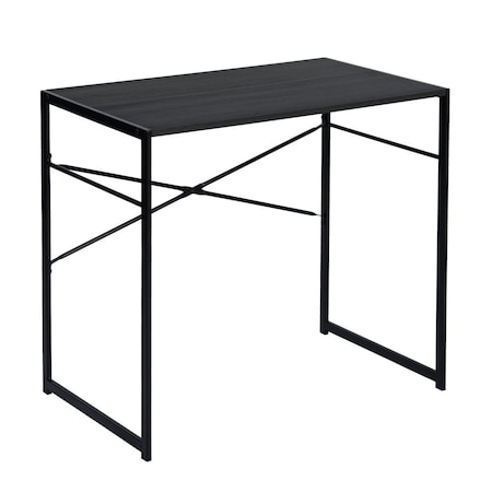 Homeroots 39" Brown and Black Wood and Metal H-Shape Computer Desk 568040