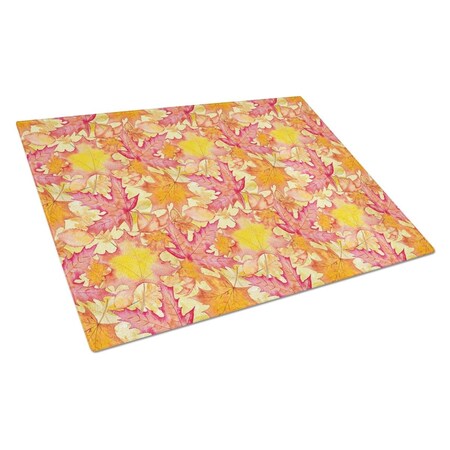 Carolines Treasures Fall Leaves Watercolor Red Glass Cutting Board, Large BB7498LCB