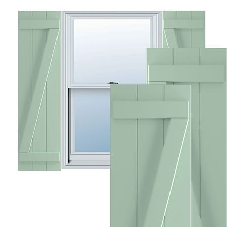 Ekena Millwork True Fit PVC, Three Board Joined Board-n-Batten Shutters w/Z-Bar, Seaglass , 16 1/8W x 63H, PR TFP102BBF16X063SG