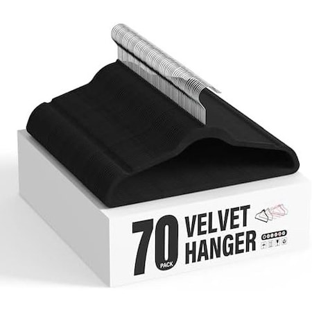 Simple Deluxe Velvet Hangers, Space Saving Heavy Duty Clothes Hangers, Non-Slip Closet Hanger, Black, 70PK HKHANGVELVET70BLK