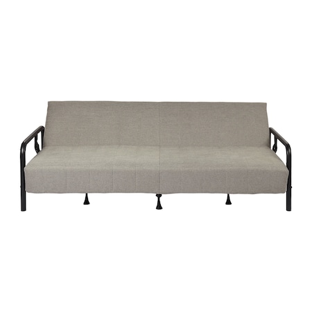 Homeroots 79" Gray Fabric Convertible Futon Steel Sleeper Reclining Sofa 719577