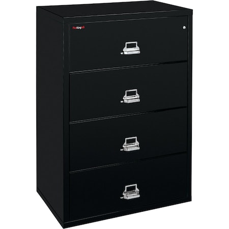 Fire King Fireking Fireproof 4 Drawer Lateral File Cabinet - Letter-Legal Size 44-1/2"W x 22"D x 53"H - Black 44422CBL