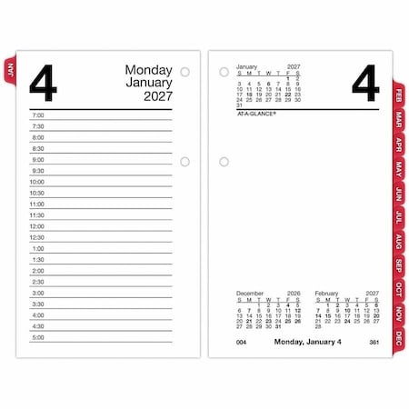 At-A-Glance Desk Calendar Refill with Tabs, 6 x 3.5, White, 2022 E717T-50