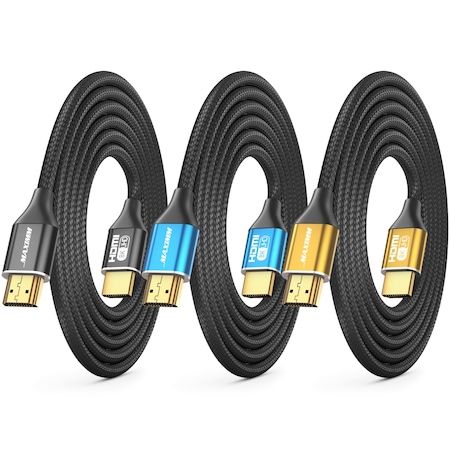 Maximm 4ft 8K 60Hz 48Gbps HDMI 2.1 Braided Cable, Black, 3PK GBB-8K-4FT-3PK