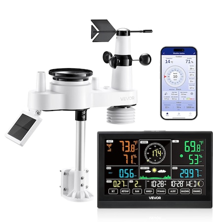 Vevor 7-in-1 Wireless Weather Station 7.5 in Display for Indoor Outdoor-NO WIFI YT60231