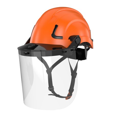 Defender Safety H2-EH Safety Helmet w/ Clear Face Shield - Type 2 Class E, ANSI Z89 and EN12492 rated, Orange H2-EH-05-FS