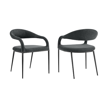 Armen Living Morgan Upholstered Dining Chair with Matte Black Iron and Charcoal Fabric - Set of 2 LCMOSIBLKCH