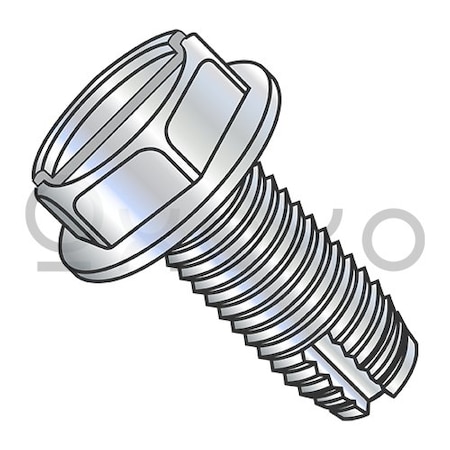 Oxoxo 1/4-20X1 1/4 Slotted Indented Hex Washer Thread Cutting Screw Type 1 Fully Threaded Zinc, 1000PK 291972
